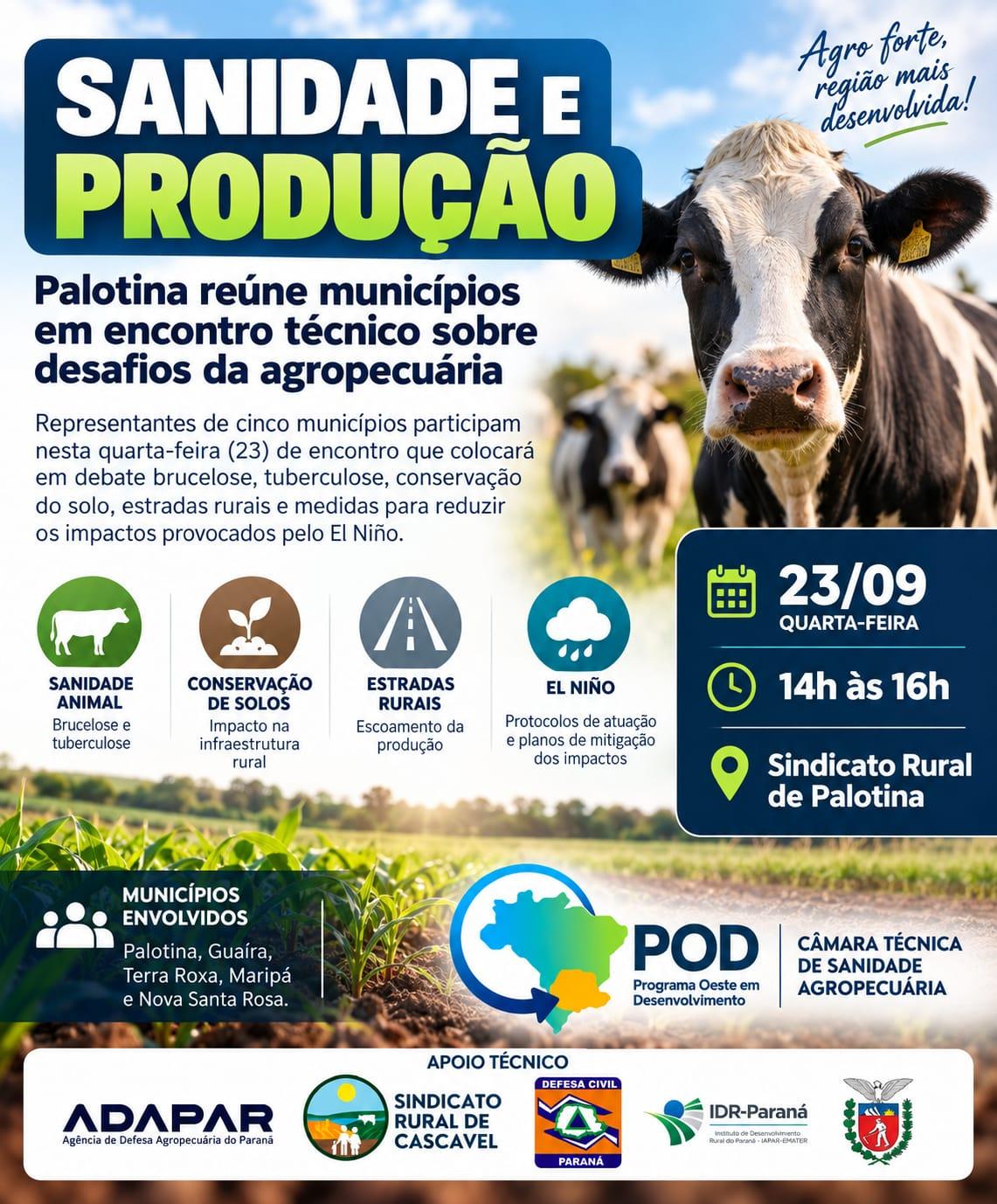 Evento acontece nesta quarta-feira (23) na sede do Sindicato Patronal Rural de Palotina
