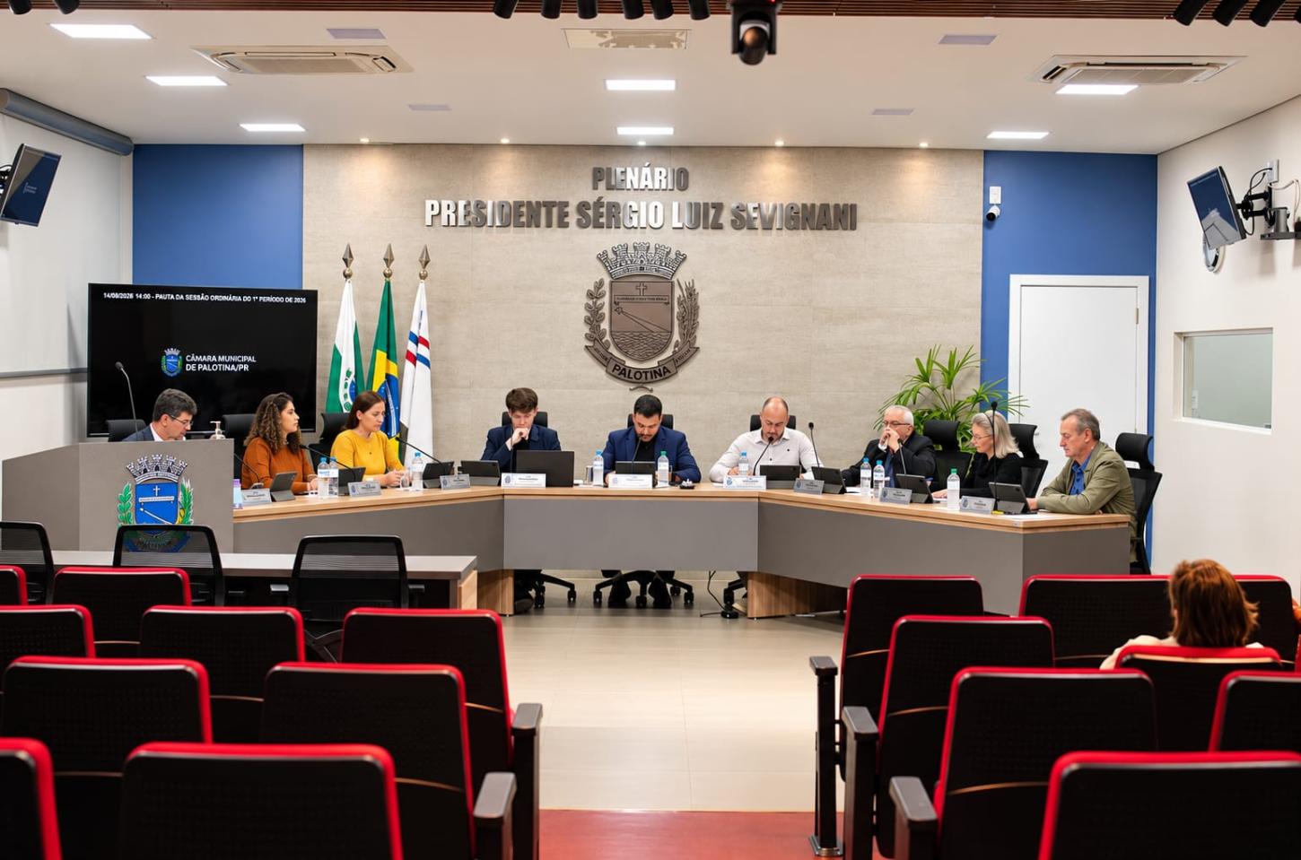 Vereadores de Palotina durante a 35ª Sessão Ordinária de 2026, realizada nesta segunda-feira (14)
