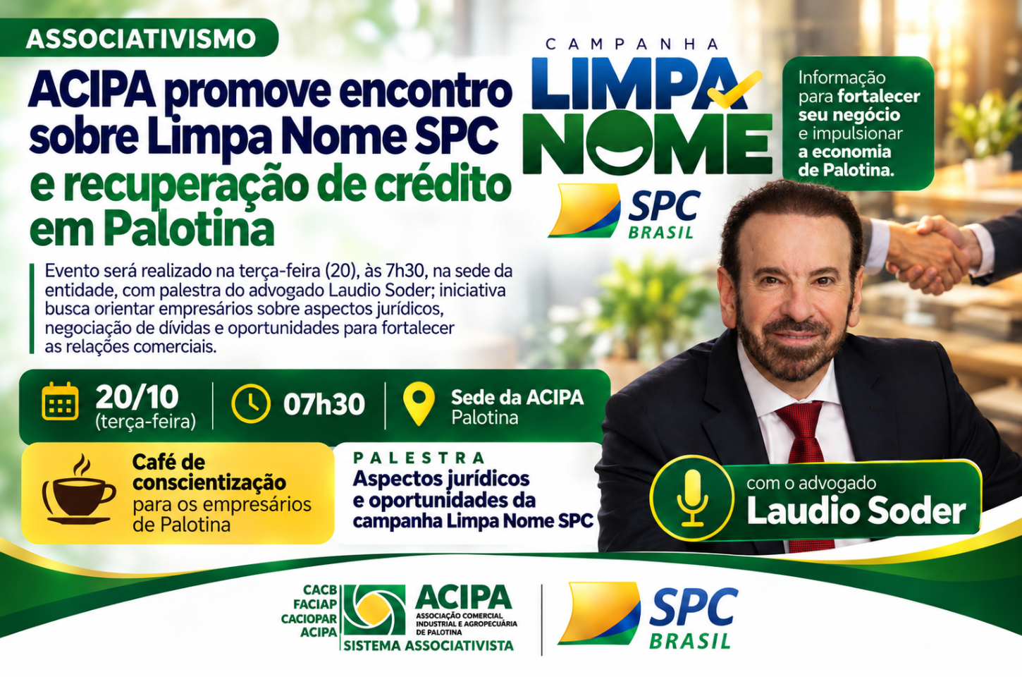 ACIPA promove encontro sobre Limpa Nome SPC e recuperação de crédito em Palotina