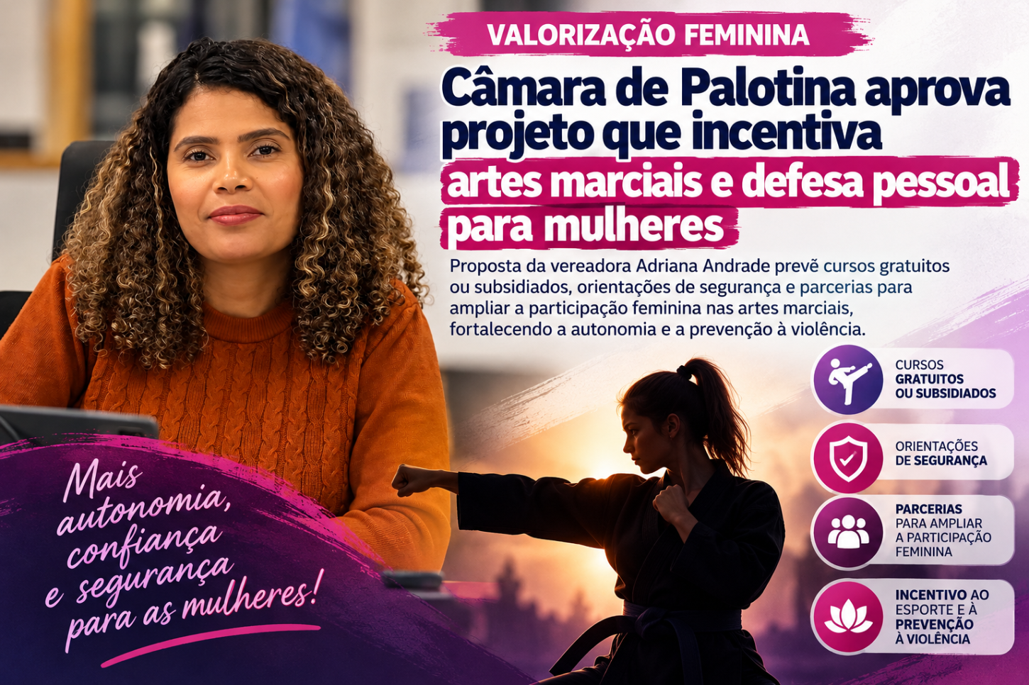 Câmara de Palotina aprova projeto que incentiva artes marciais e defesa pessoal para mulheres