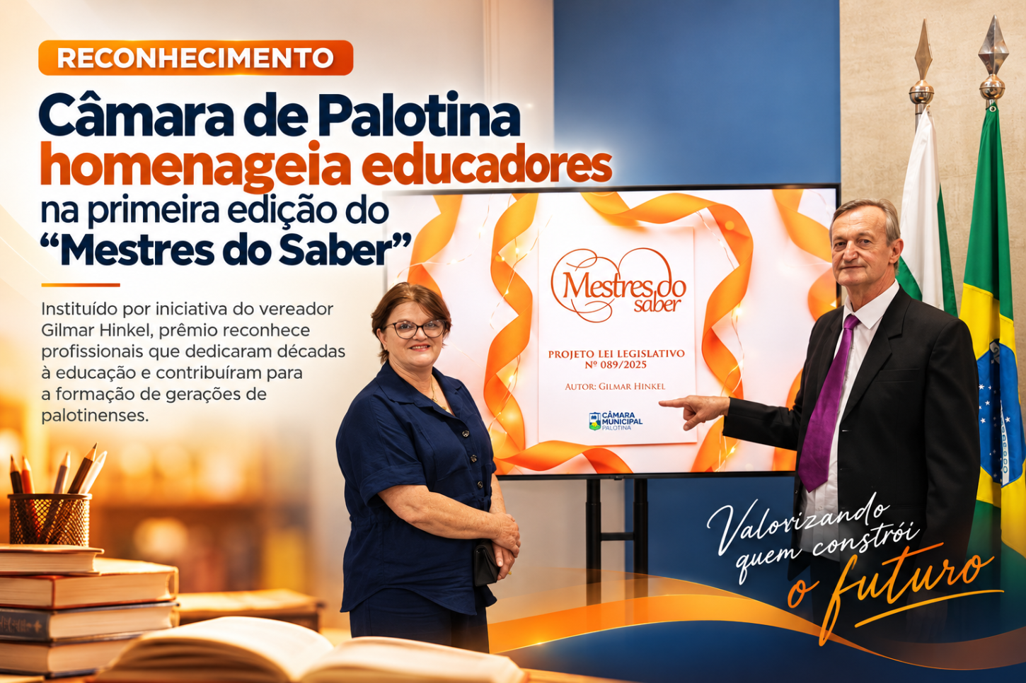 Câmara de Palotina homenageia educadores na primeira edição do “Mestres do Saber”