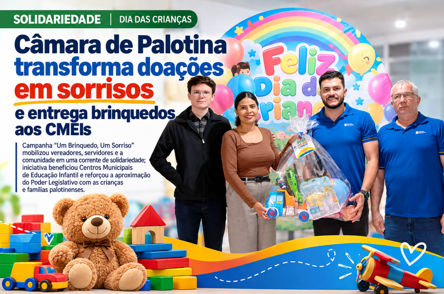  Câmara de Palotina transforma doações em sorrisos e entrega brinquedos aos CMEIs