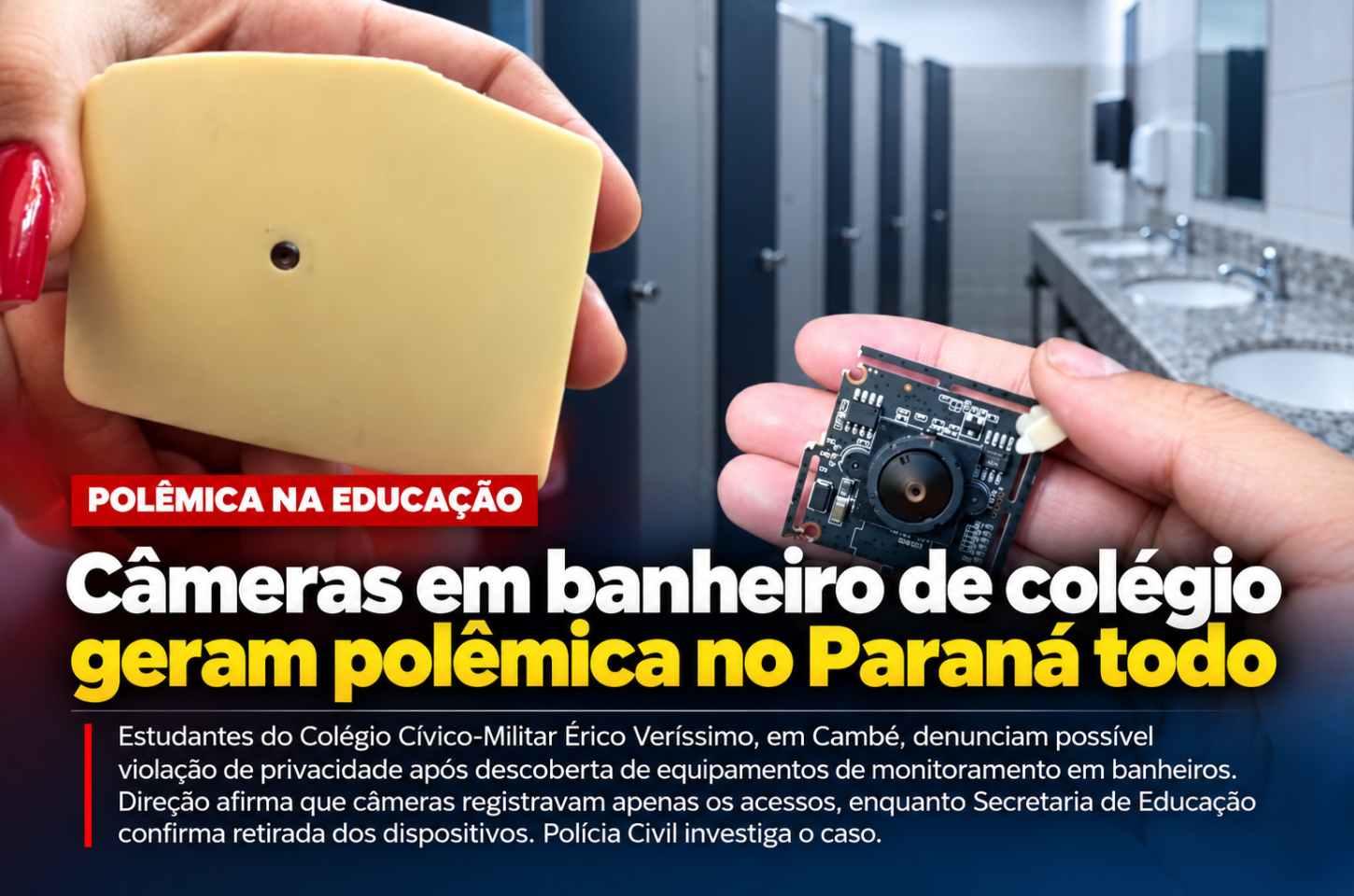 Câmeras em banheiro de colégio geram polêmica no Paraná todo