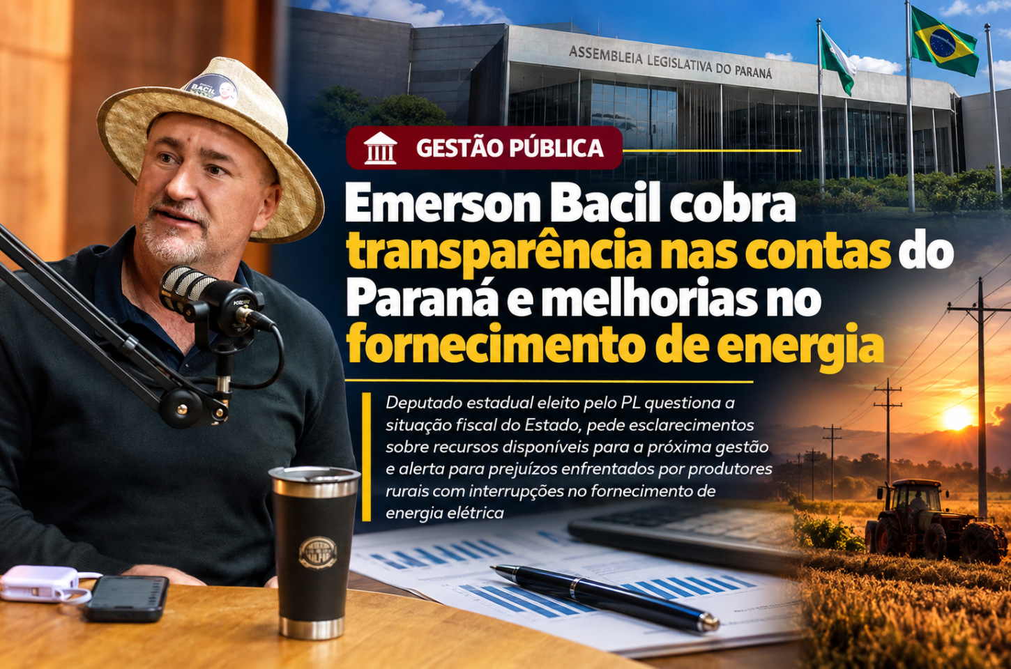 Emerson Bacil cobra transparência nas contas do Paraná e melhorias no fornecimento de energia