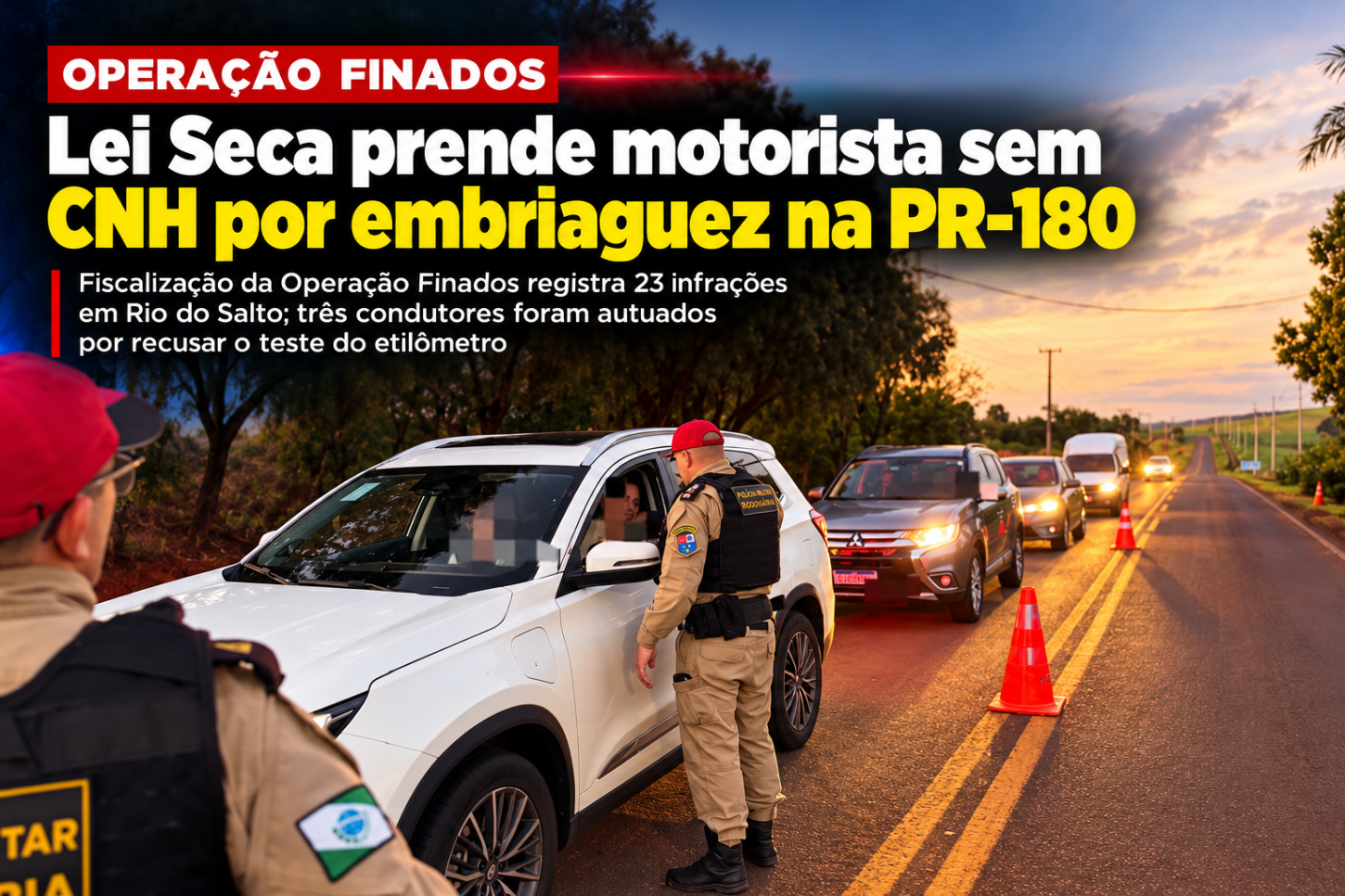 Lei Seca prende motorista sem CNH por embriaguez na PR-180