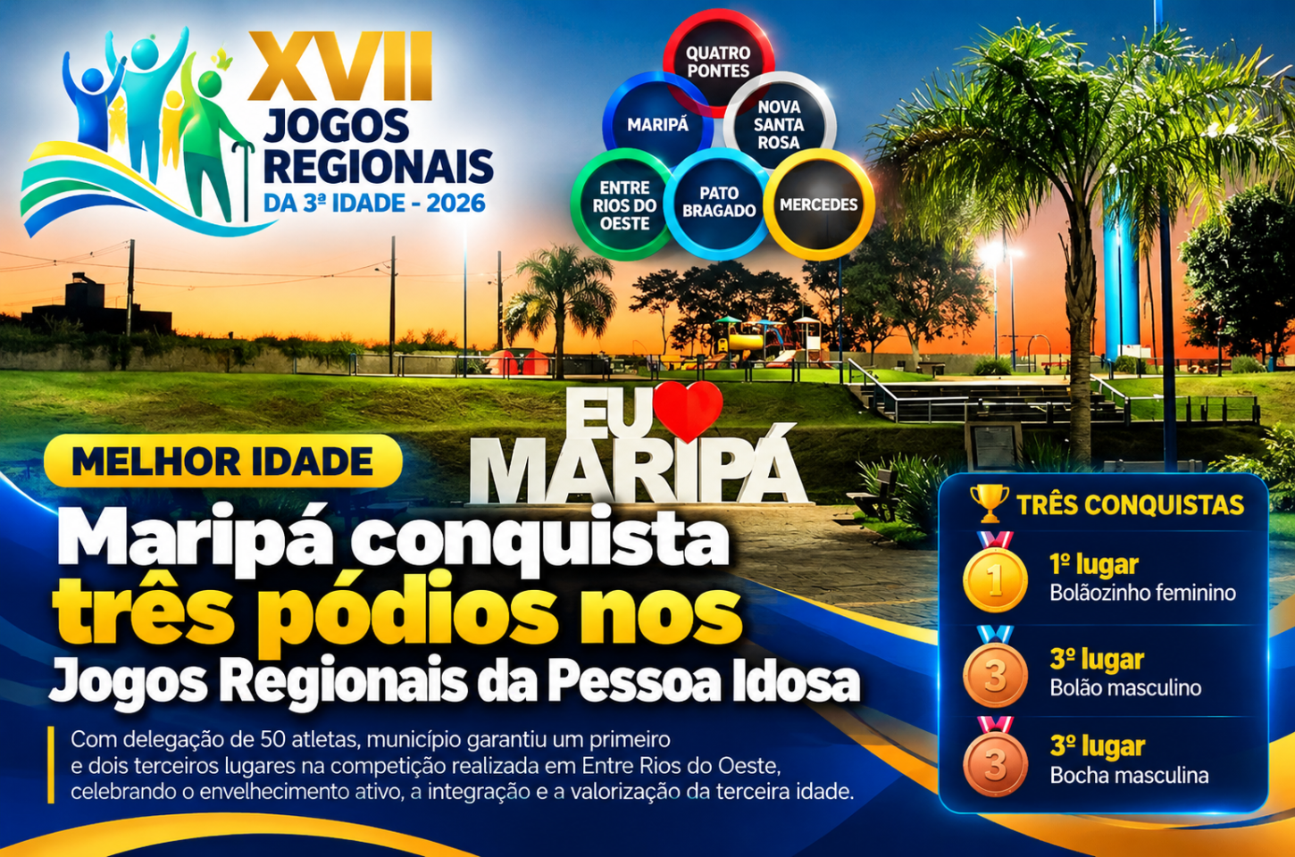 Maripá conquista três pódios nos Jogos Regionais da Pessoa Idosa