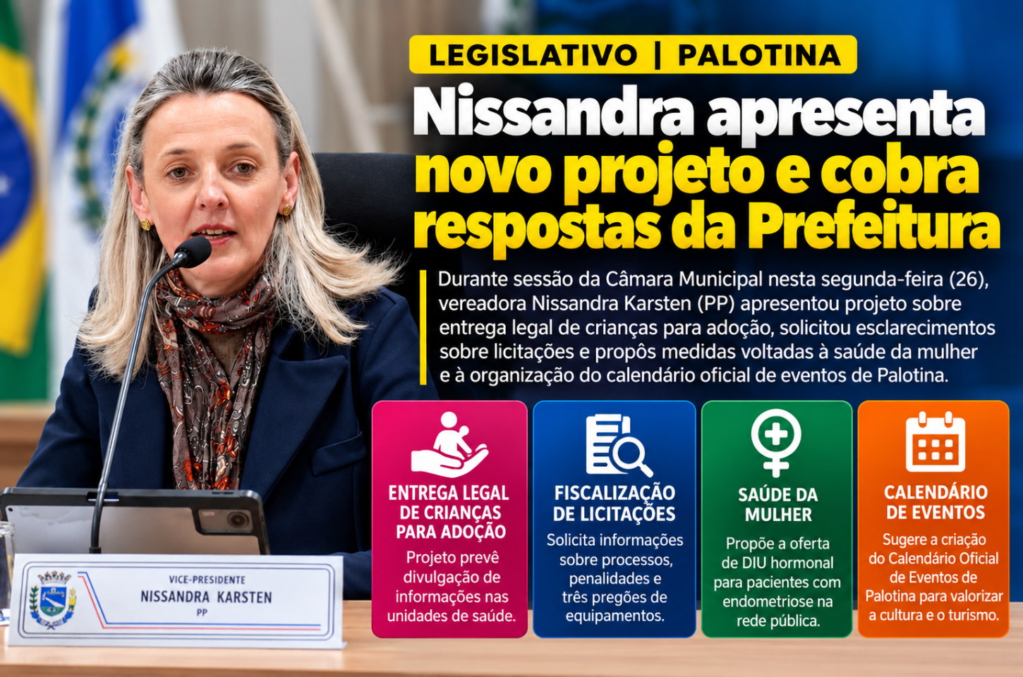 Nissandra apresenta novo projeto e cobra respostas da Prefeitura