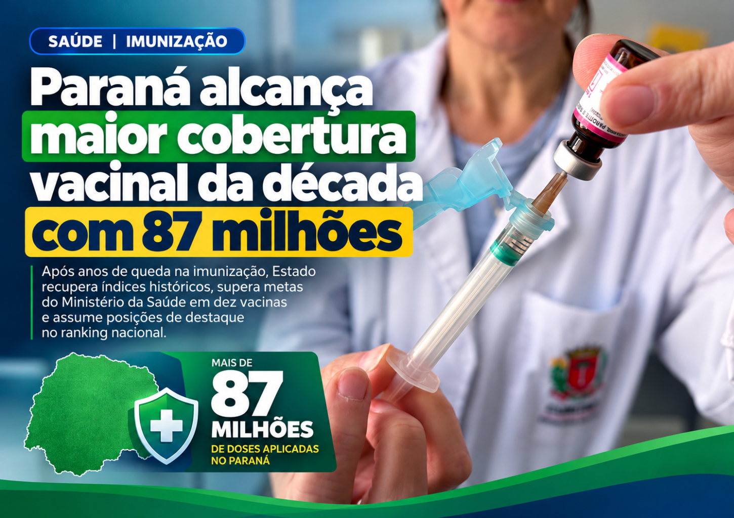 Paraná alcança maior cobertura vacinal da década com 87 milhões