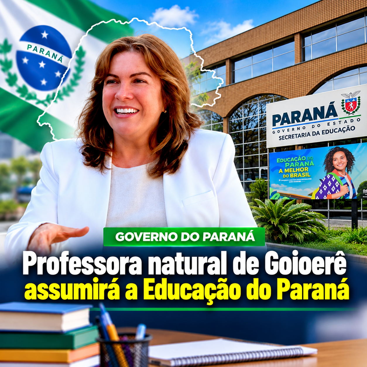 Fátima Gavioli, professora natural de Goioerê, no Noroeste do Paraná, foi anunciada pelo governador eleito Sergio Moro como futura secretária de Estado da Educação