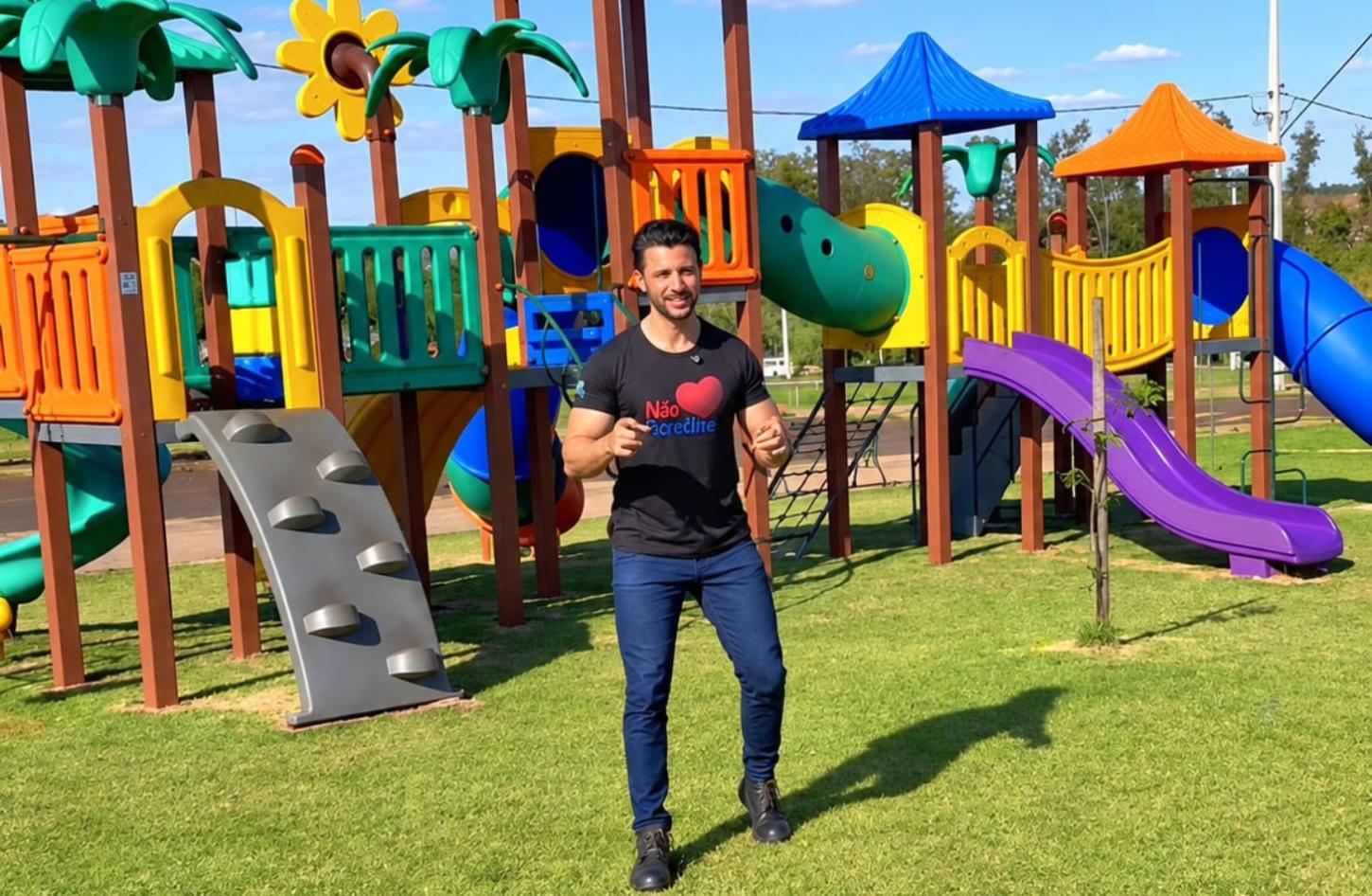 Prefeito Rodrigo Ribeiro vira “Homem-Aranha” em vídeo para apresentar novos playgrounds em Palotina