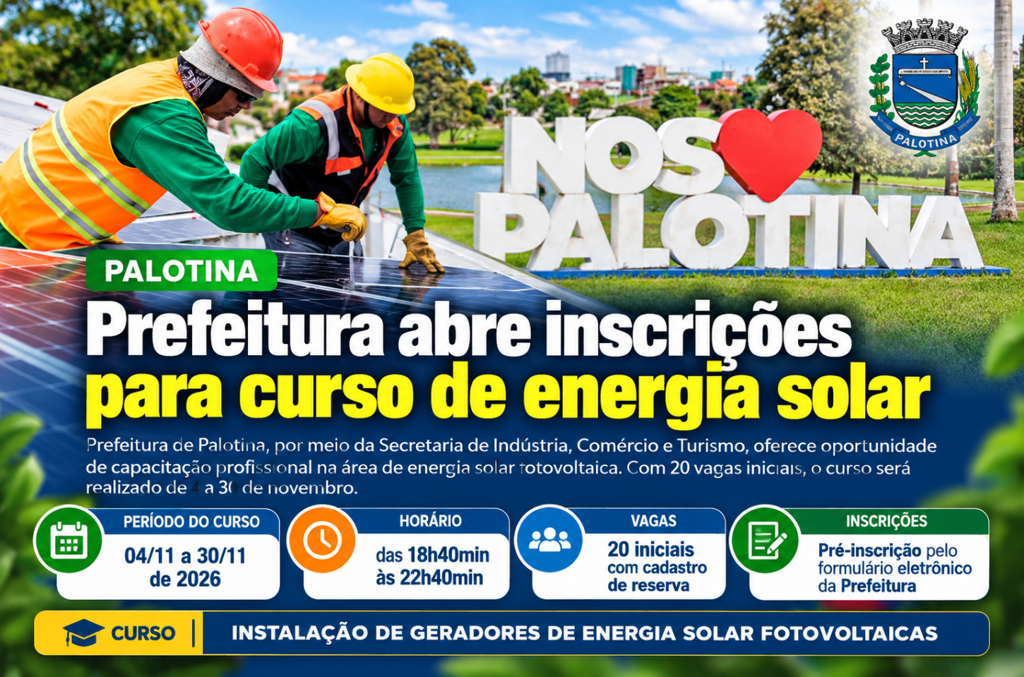 Prefeitura abre inscrições para curso de energia solar