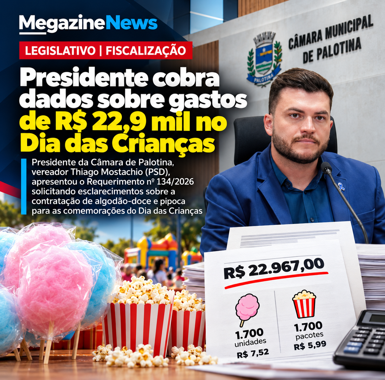 Presidente cobra dados sobre gastos de R$ 22,9 mil no Dia das Crianças