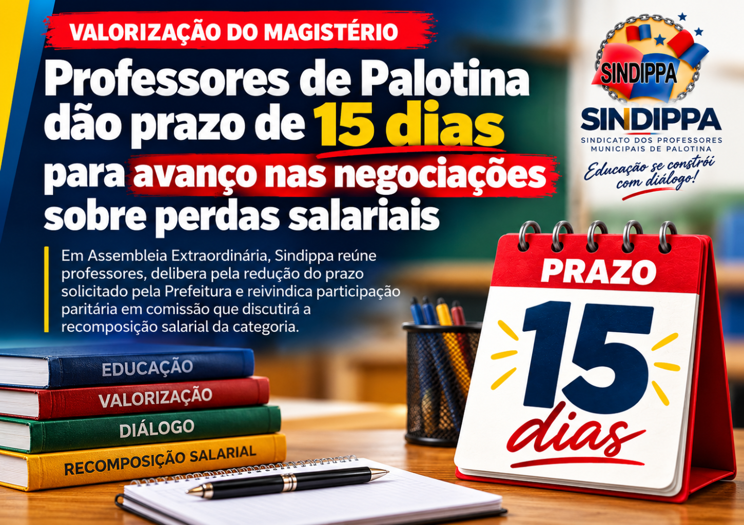 Professores de Palotina dão prazo de 15 dias para avanço nas negociações sobre perdas salariais