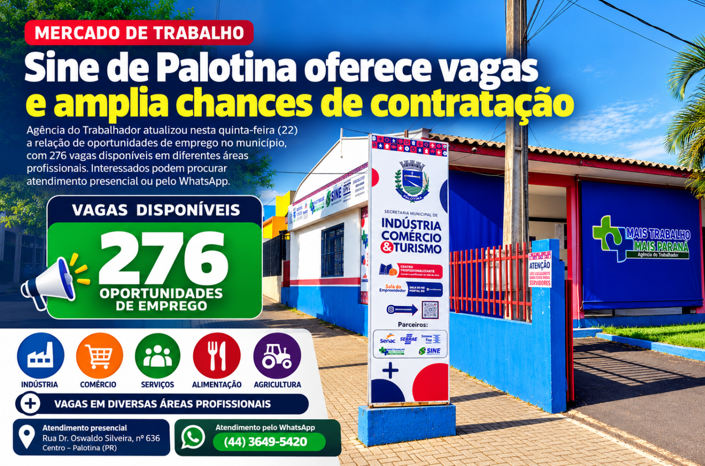 Sine de Palotina oferece vagas e amplia chances de contratação