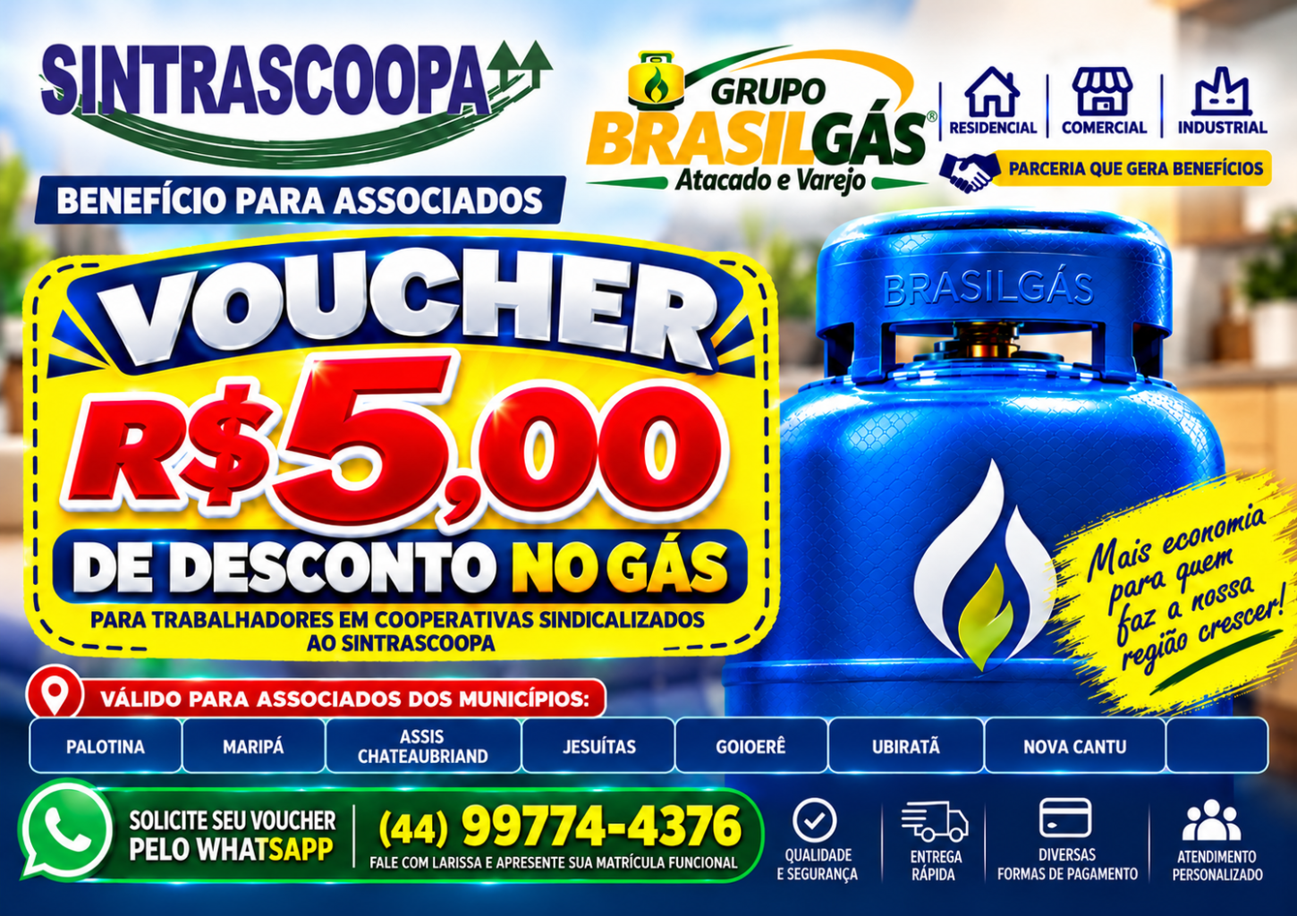 Sintrascoopa garante desconto na compra de gás aos associados