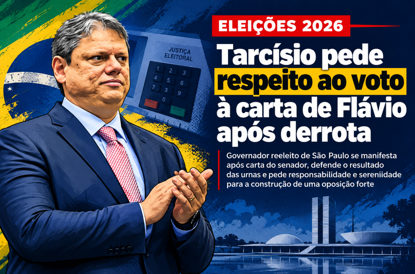 Tarcísio pede respeito ao voto à carta de Flávio após derrota