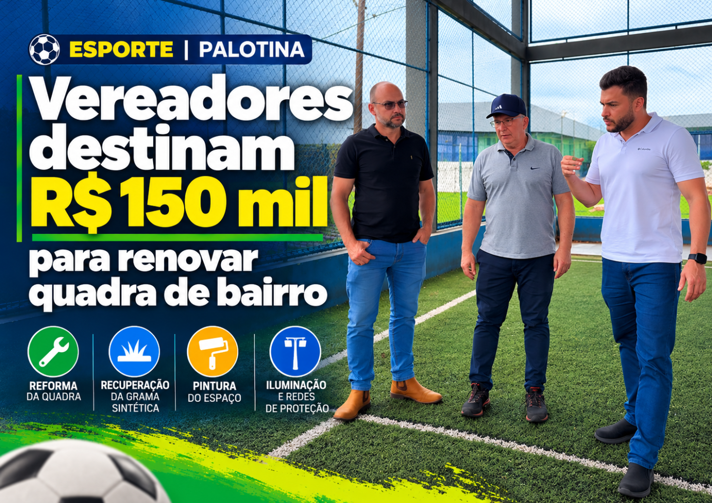 Vereadores destinam R$ 150 mil para renovar quadra de bairro