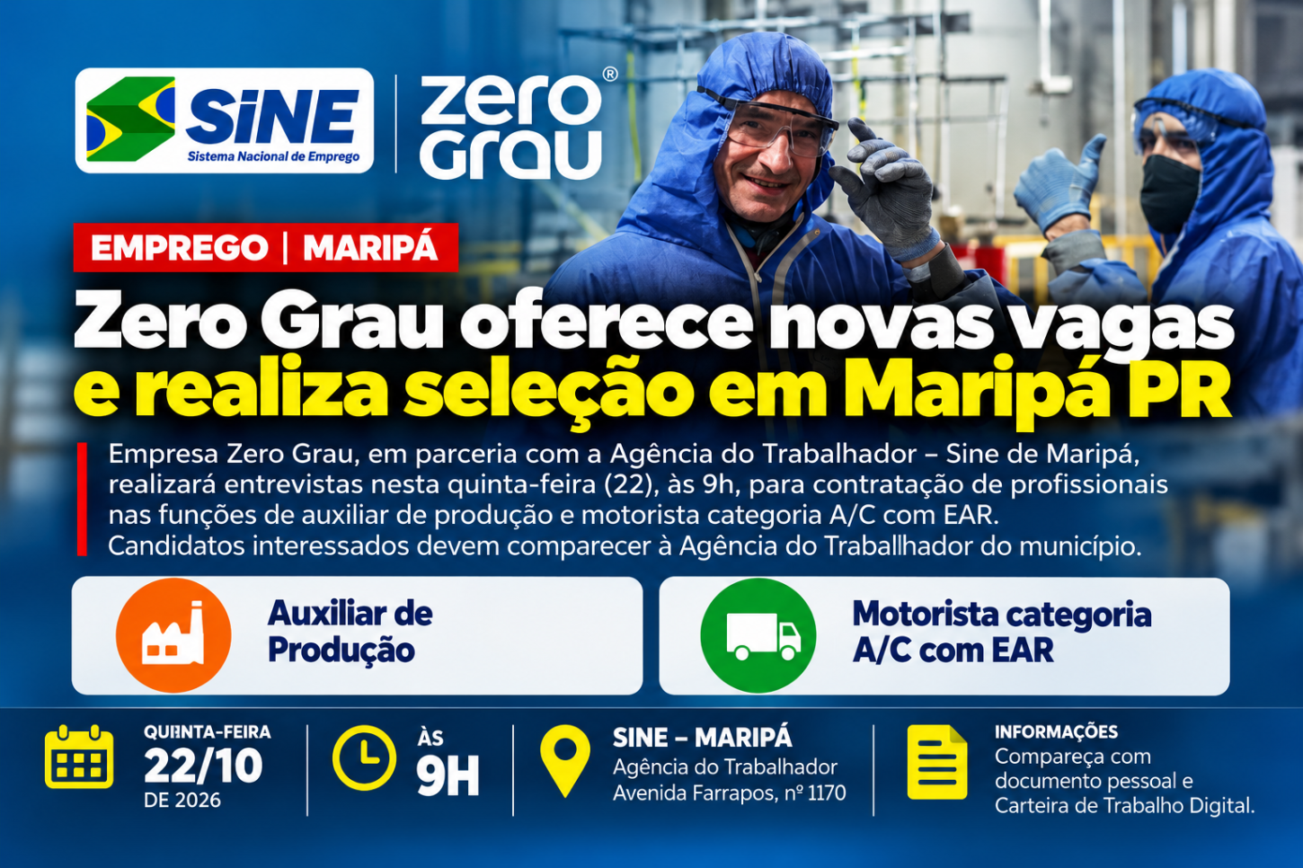 Zero Grau oferece novas vagas e realiza seleção em Maripá PR