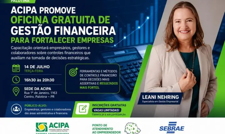 ACIPA promove oficina gratuita de Gestão Financeira para fortalecer empresas