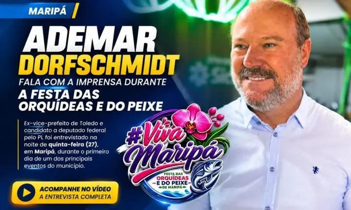 Ademar Dorfschmidt fala com a imprensa durante a Festa das Orquídeas e do Peixe