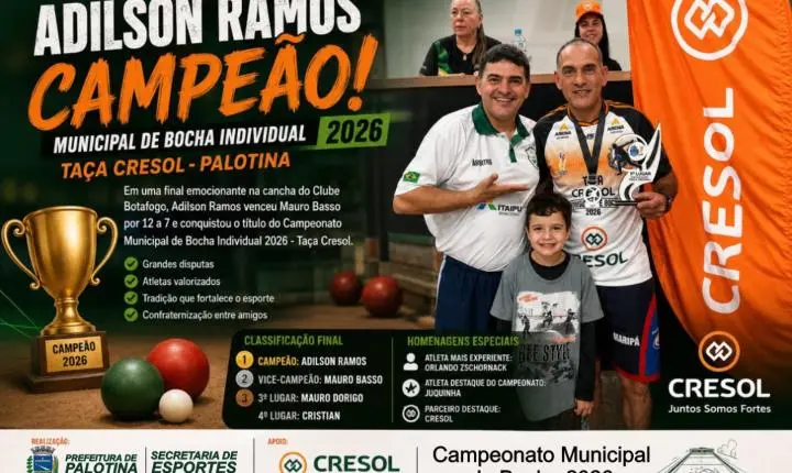 Adilson Ramos conquista o título do Municipal de Bocha Individual 2026 em Palotina