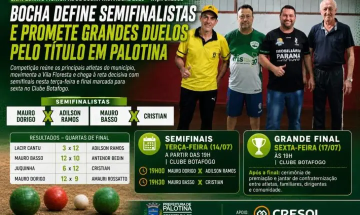 Bocha define semifinalistas e promete grandes duelos pelo título em Palotina