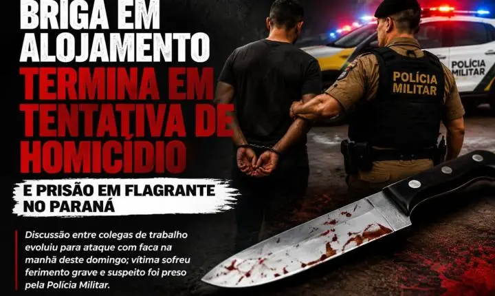 Briga em alojamento termina em tentativa de homicídio e prisão em flagrante no Paraná