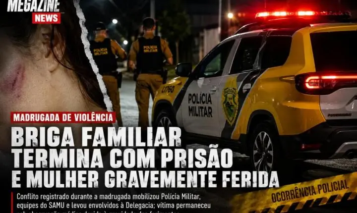 Briga familiar termina com prisão e mulher gravemente ferida em Palotina