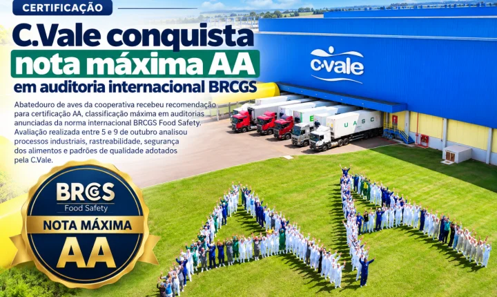 C.Vale conquista nota máxima AA em auditoria internacional BRCGS