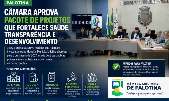 Câmara aprova pacote de projetos que fortalece saúde, transparência e desenvolvimento