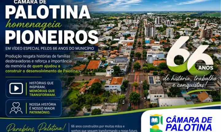 Câmara de Palotina homenageia pioneiros em vídeo especial pelos 66 anos do município