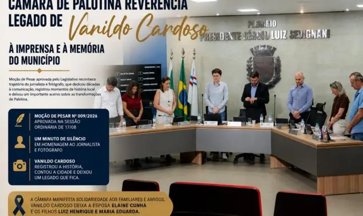 Câmara de Palotina reverencia legado de Vanildo Cardoso à imprensa e à memória do município