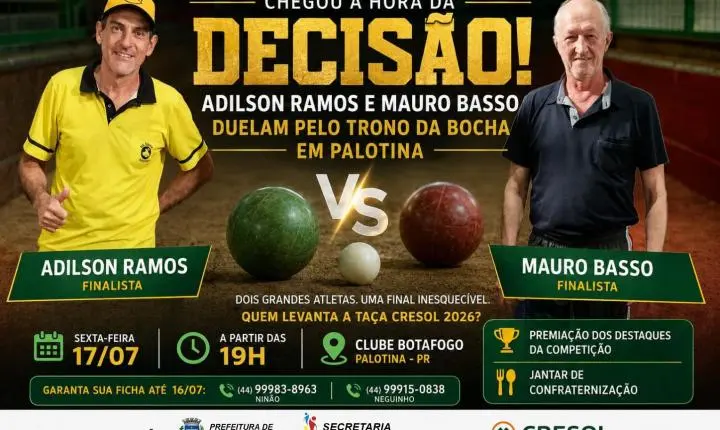 Chegou a hora da decisão: Adilson Ramos e Mauro Basso duelam pelo trono da bocha em Palotina