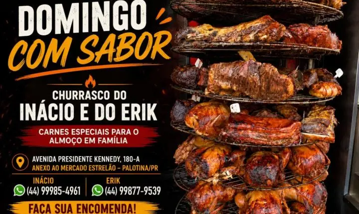 Churrasco do Inácio e do Erik garante carnes especiais para o almoço em família
