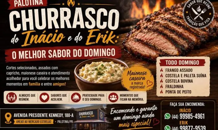 Churrasco do Inácio e do Erik: o melhor sabor do domingo