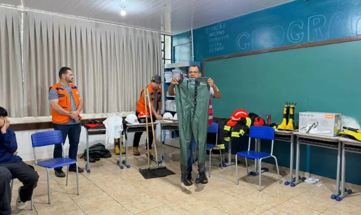 Defesa Civil leva conhecimento sobre fenômenos climáticos e prevenção aos estudantes de Terra Roxa