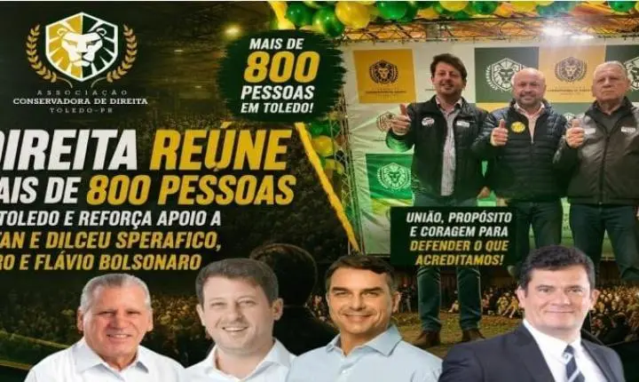 Direita reúne mais de 800 pessoas em Toledo e transforma encontro regional em demonstração de força política