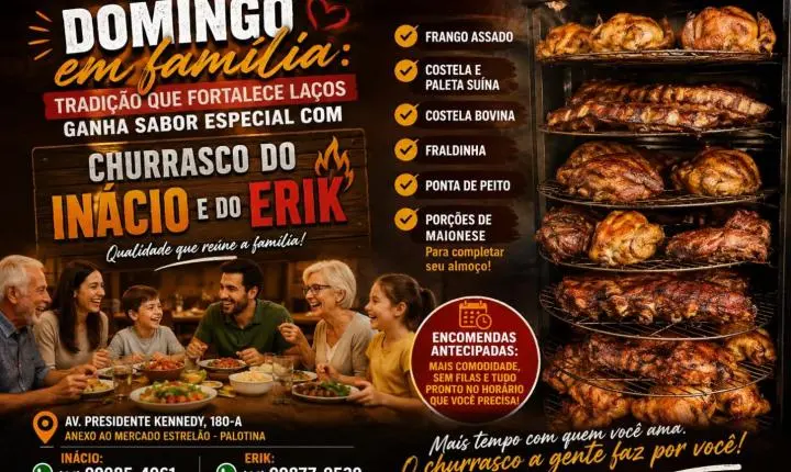 Domingo em família: tradição que fortalece laços ganha sabor especial com o Churrasco do Inácio e do Erik