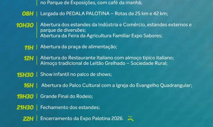 Expo Palotina 2026 começa em 3 dias com grandes shows