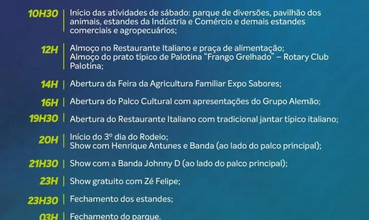 Expo Palotina 2026 começa em 3 dias com grandes shows
