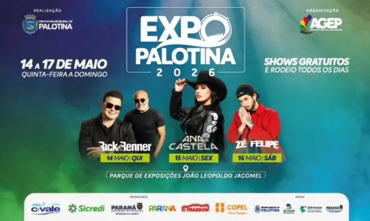 Expo Palotina 2026 começa em 3 dias com grandes shows