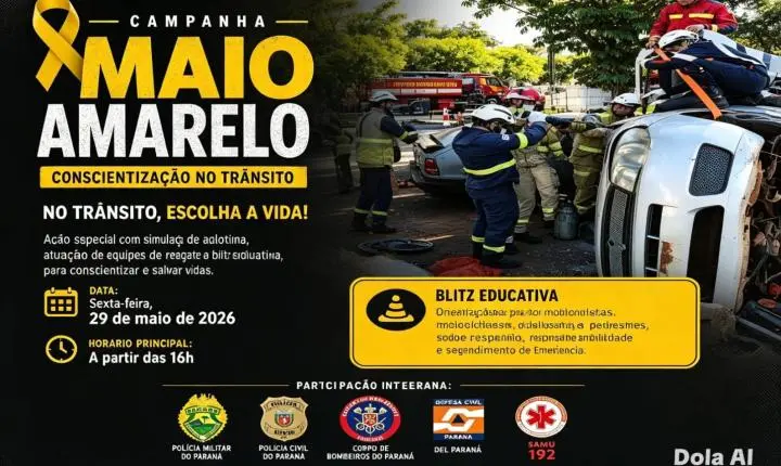 Forças de segurança vão realizar ação de conscientização no trânsito em Palotina