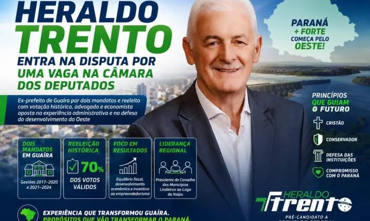 Heraldo Trento entra na disputa por uma vaga na Câmara dos Deputados