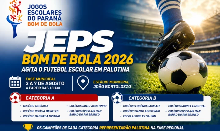 JEPS Bom de Bola 2026 agita o futebol escolar em Palotina