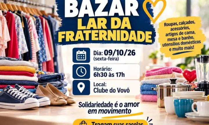 Lar da Fraternidade realiza bazar na sexta-feira (09) em Palotina