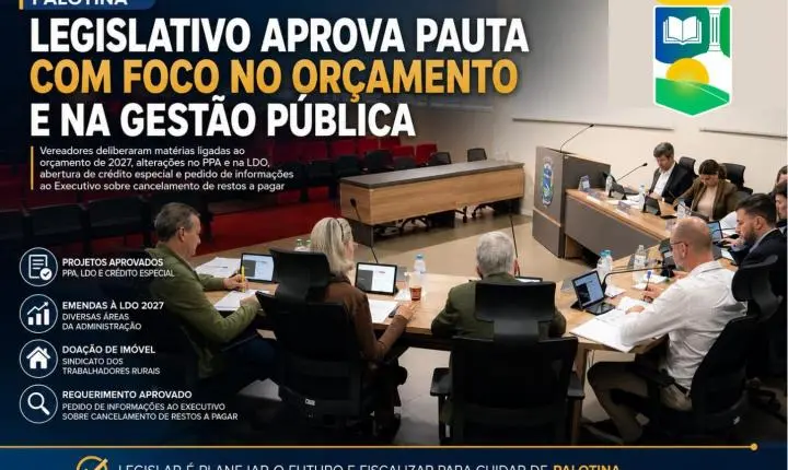 Legislativo aprova pauta com foco no orçamento e na gestão pública