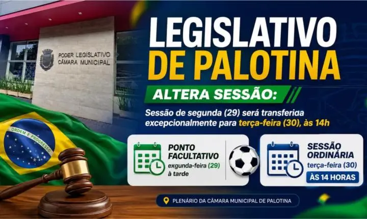 Legislativo de Palotina altera sessão de segunda para terça-feira