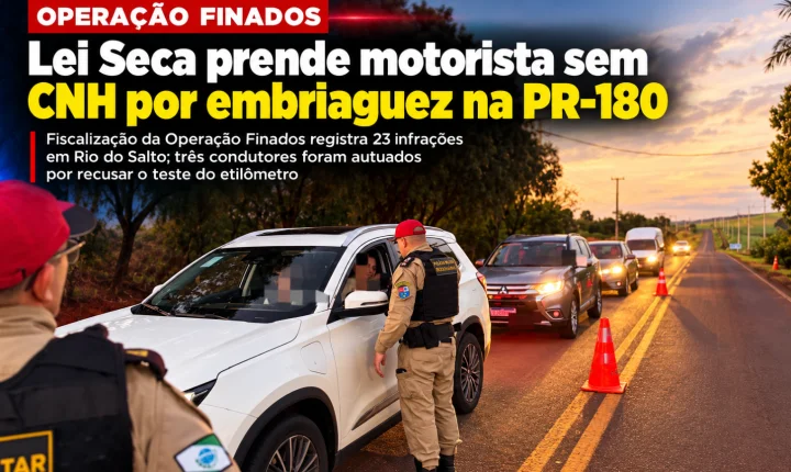 Lei Seca prende motorista sem CNH por embriaguez na PR-180