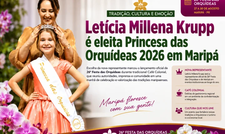 Letícia Millena Krupp é eleita Princesa das Orquídeas 2026 em Maripá