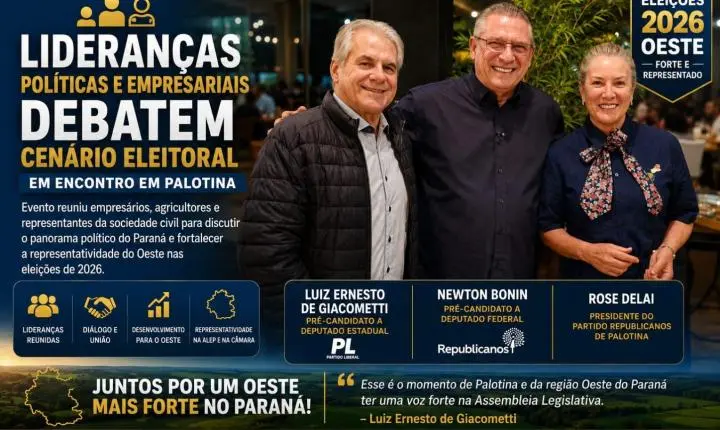 Lideranças políticas e empresariais debatem cenário eleitoral em encontro com pré-candidatos em Palotina